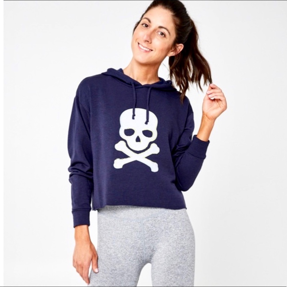 SoulCycle Multi Skull Cropped Hoodie Navy